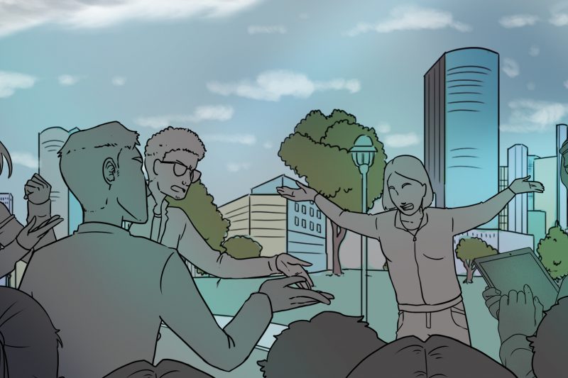 eine Gruppe von diskutierender Menschen